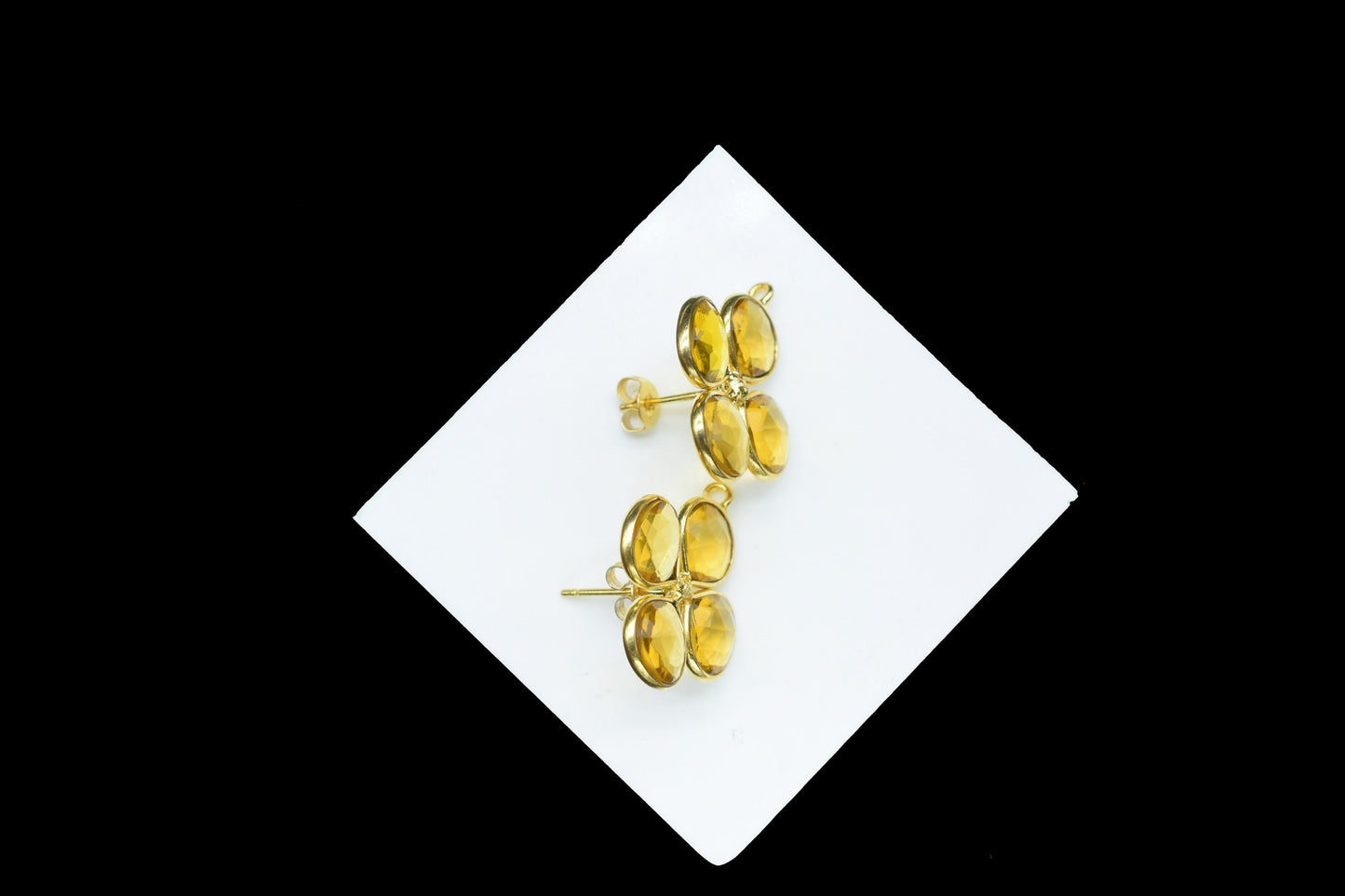 Citrine Gemstone Earring Connector/Gold Plated Jewelry/Citrine Handmade Jewelry/Bezel Component/Jewelry making Stone/Heart Shape Earring