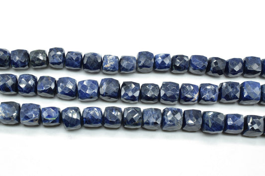 Sodalite Faceted 8mm to 9mm Cube Beads,Natural Sodalite Bead,Faceted Laser Diamond Cut 8" Strand,Sodalite  Rectangle beads Sodalite  Nuggets