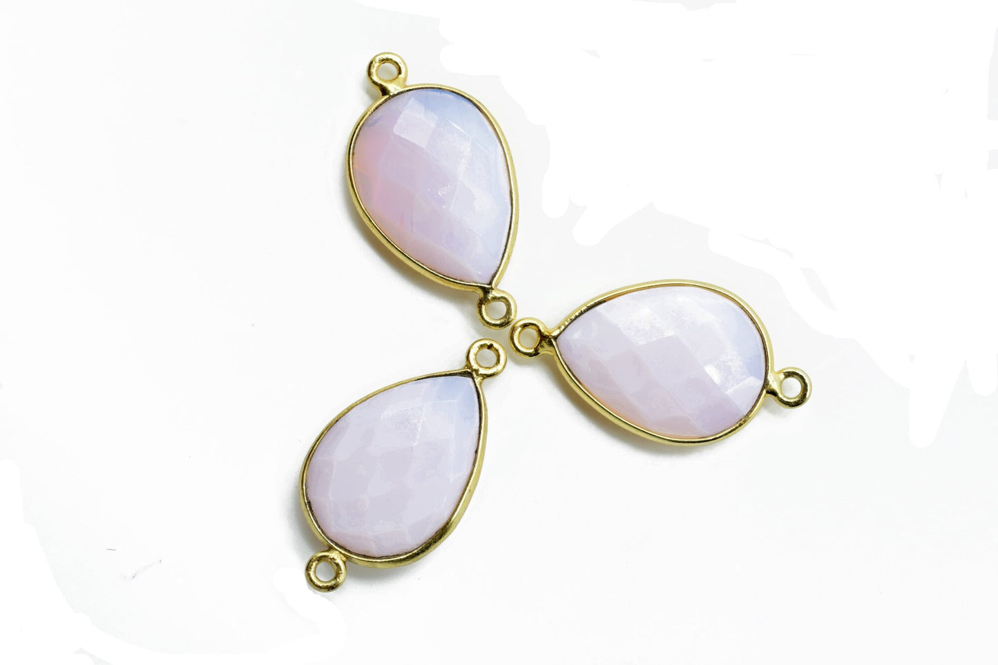 Pink Opal 13x18mm pear shape double loop charms,Pink Opal Teardrop pendant,Pink opal Gold Plated bezel,Hot Pink Opal double Bail Connector