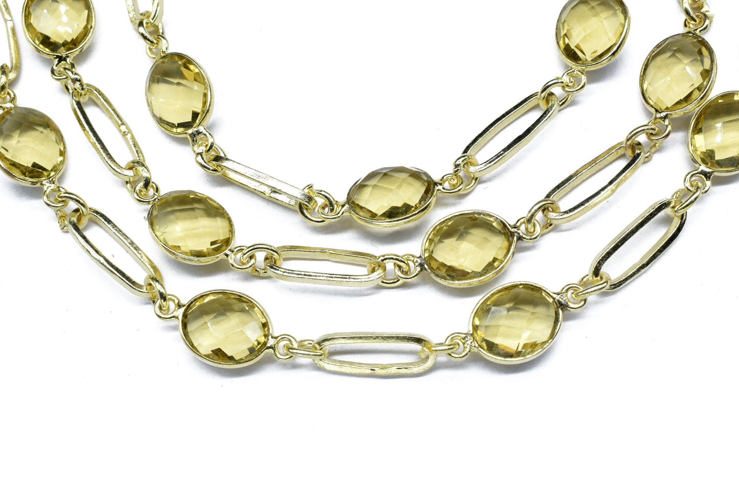 Citrine Wire Wrap Link Connectors link Chain,Citrine rosary Chain,Craft Jewelry Rosary, Gemstone Bezels Chain,Citrine Quartz Connector Chain