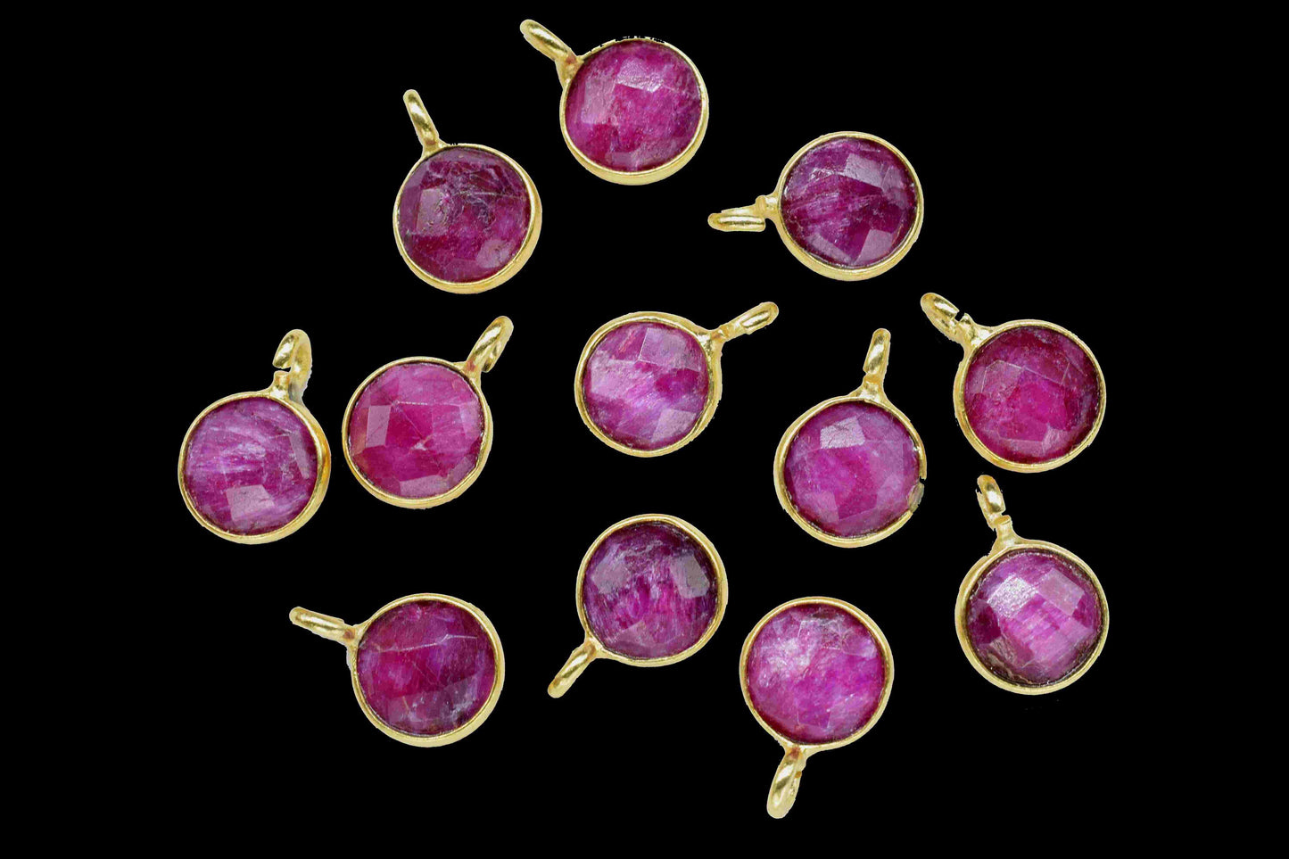 Natural Ruby 6mm Round Connector,Earring connectors Studs,Bezel Rim Earring Connector,Handmade Bezel Pendant Jewelry,Jewelry Craft Supplies