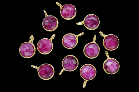 Natural Ruby 6mm Round Connector,Earring connectors Studs,Bezel Rim Earring Connector,Handmade Bezel Pendant Jewelry,Jewelry Craft Supplies