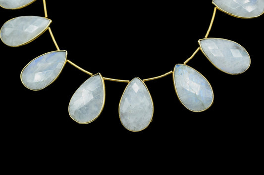 Moonstone 12x20mm Gold plated charms 11 pieces strand,Moonstone Charm,Making Jewelry Supplies,Natural stone charms,Moonstone craft charms