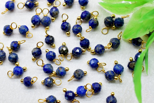 Lapis Lazuli Single wire wrapped Beads,Earring Connectors,Lapis Lazuli Faceted Beads,Lapis Lazuli Dangle Beads,single Loop Connectors Beads