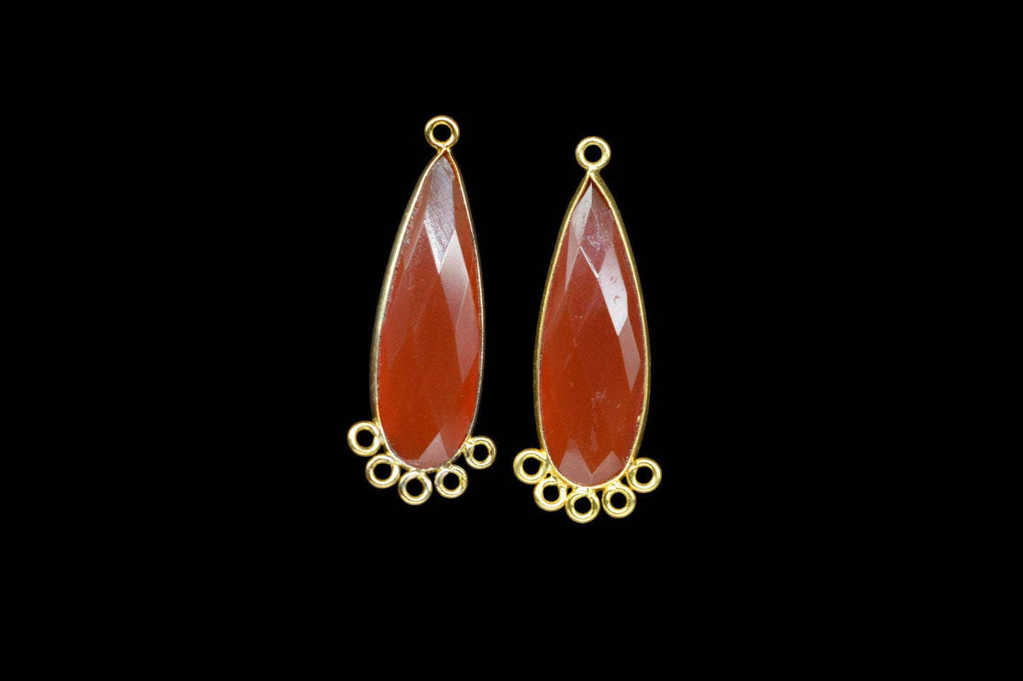 Carnelian 10x30mm Teardrop Bezel Charm/Charms Connector/Handmade Jewellery Connectors/Gemstone Brass Component/Women Jewelry/B'day Gift