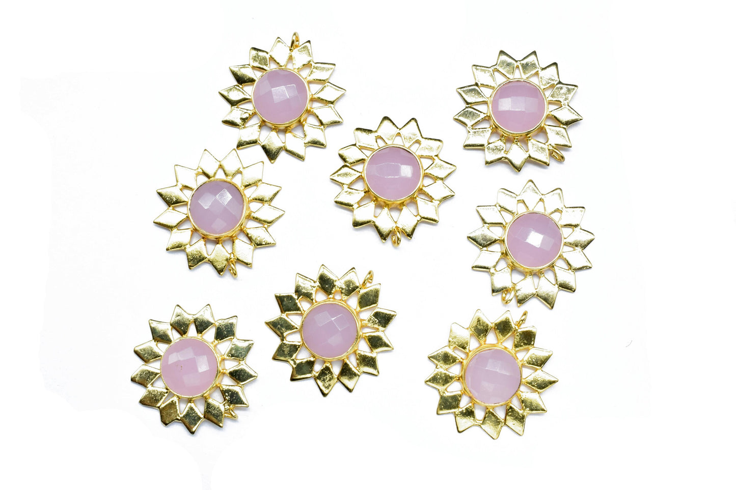 Handmade Findings Pendants,Flower Pendant Charms,Gemstone Beads Jewelry,Station Bezel Link,Craft Supplies,Star Charms Single Bail Connector