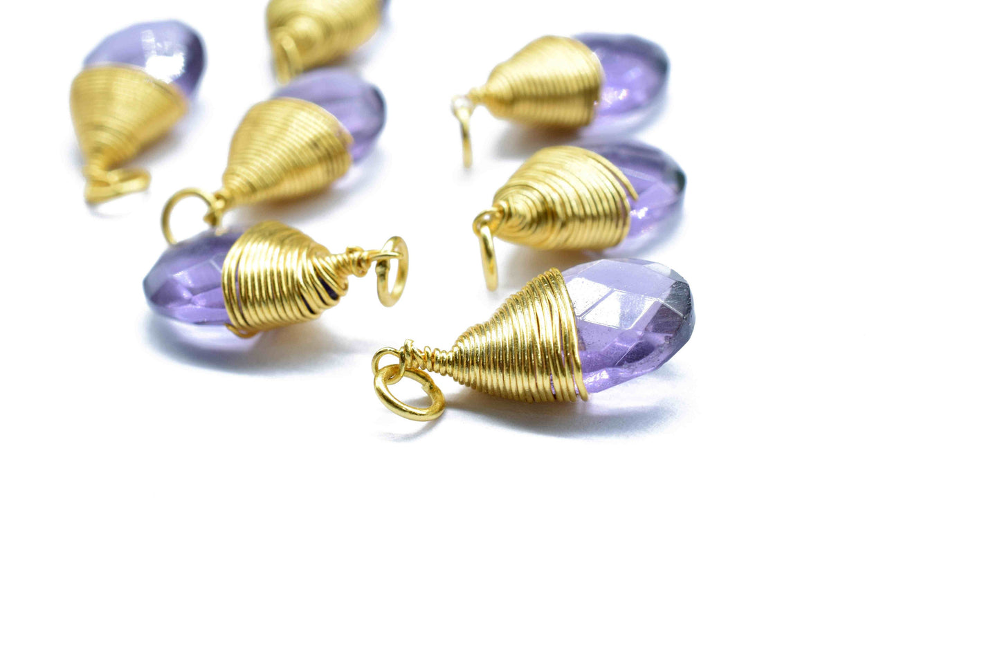 Amethyst Teardrop Faceted Connector,Gemstone Wire Wrapped Pendant,Loop Connector,Pendant Jewelry,Wire Wrapped Necklace,Amethyst Jewelry,Gift
