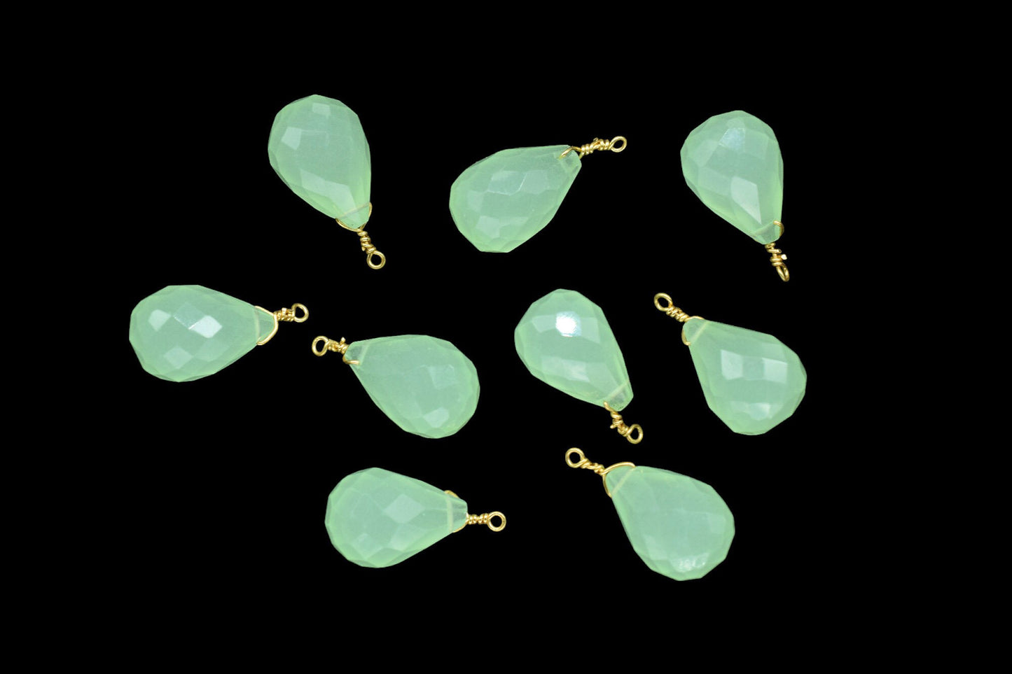 prehnite 10x14mm Faceted Drops,prehnite Wire Wrapped Gemstone Connector ,prehnite dainty Pendant,prehnite Connector Charms,prehnite Teardrop