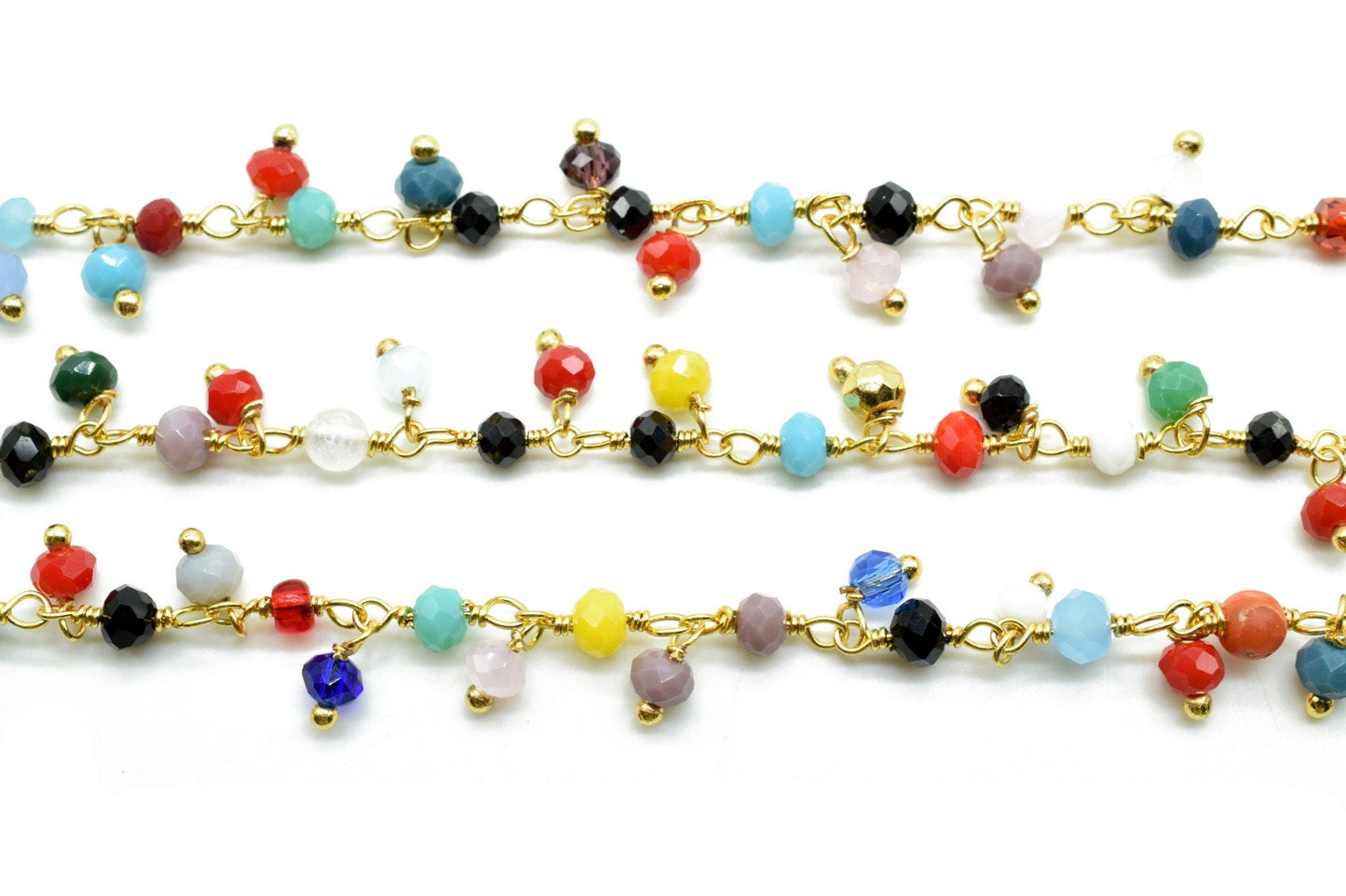 Multi Stones Cluster Rosary Chain,beaded Flower Chain Beads 3mm Rondelle faceted,Cluster Rosary Chains,Dangling Flower Chain,Rosary Chain