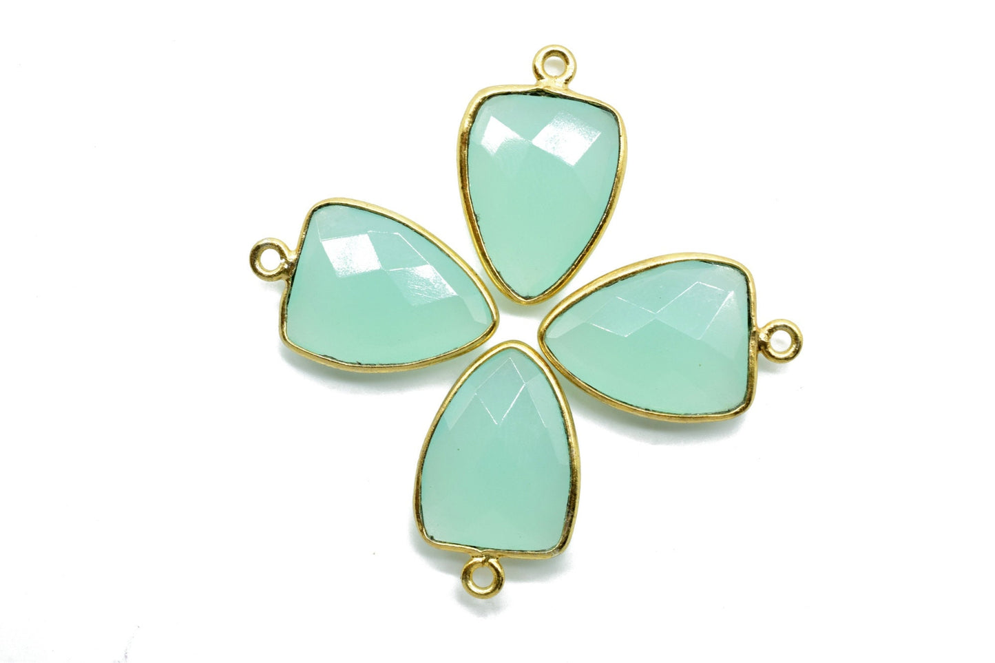 Aqua Chalcedony 12x15mm Triangle shape pendant,Aqua Chalcedony Gold Plated bezel,jewelry making charm craft,single bail connectors,Chalcedon