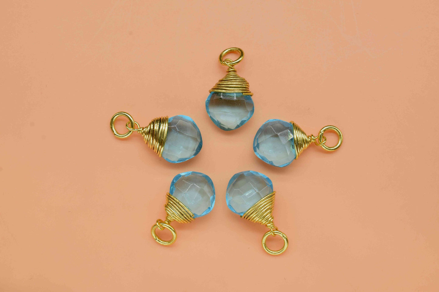 Sky Topaz Wire Wrapped pendant,Sky Topaz jewelry,Sky Topaz Square Faceted Connector,Gemstone Wire Wrapped Pendant,Loop Connector, Jewelry,