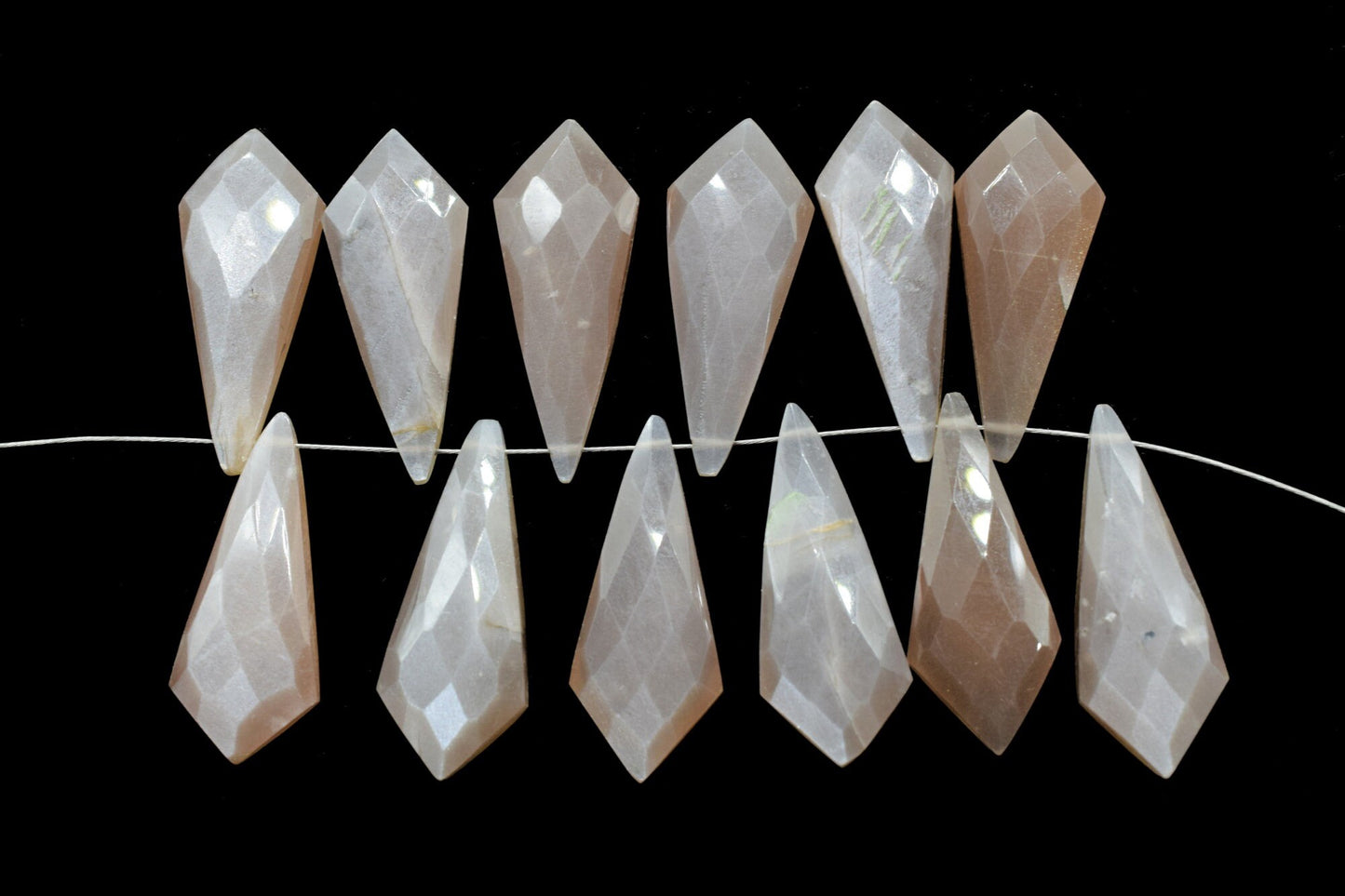 Peach Moonstone 9x27mm Faceted Briolettes,Peach Moonstone Beads,Semi-Precious Gemstones Beads,Calibrated Beads, Peach Moonstone gemstones