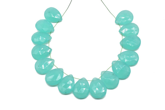 Aqua Chalcedony 15x20m Drop briolettes,Side drilled Briolette,Chalcedony Pear Shaped Faceted Briolettes,Chalcedony fancy briolettes,jewelry