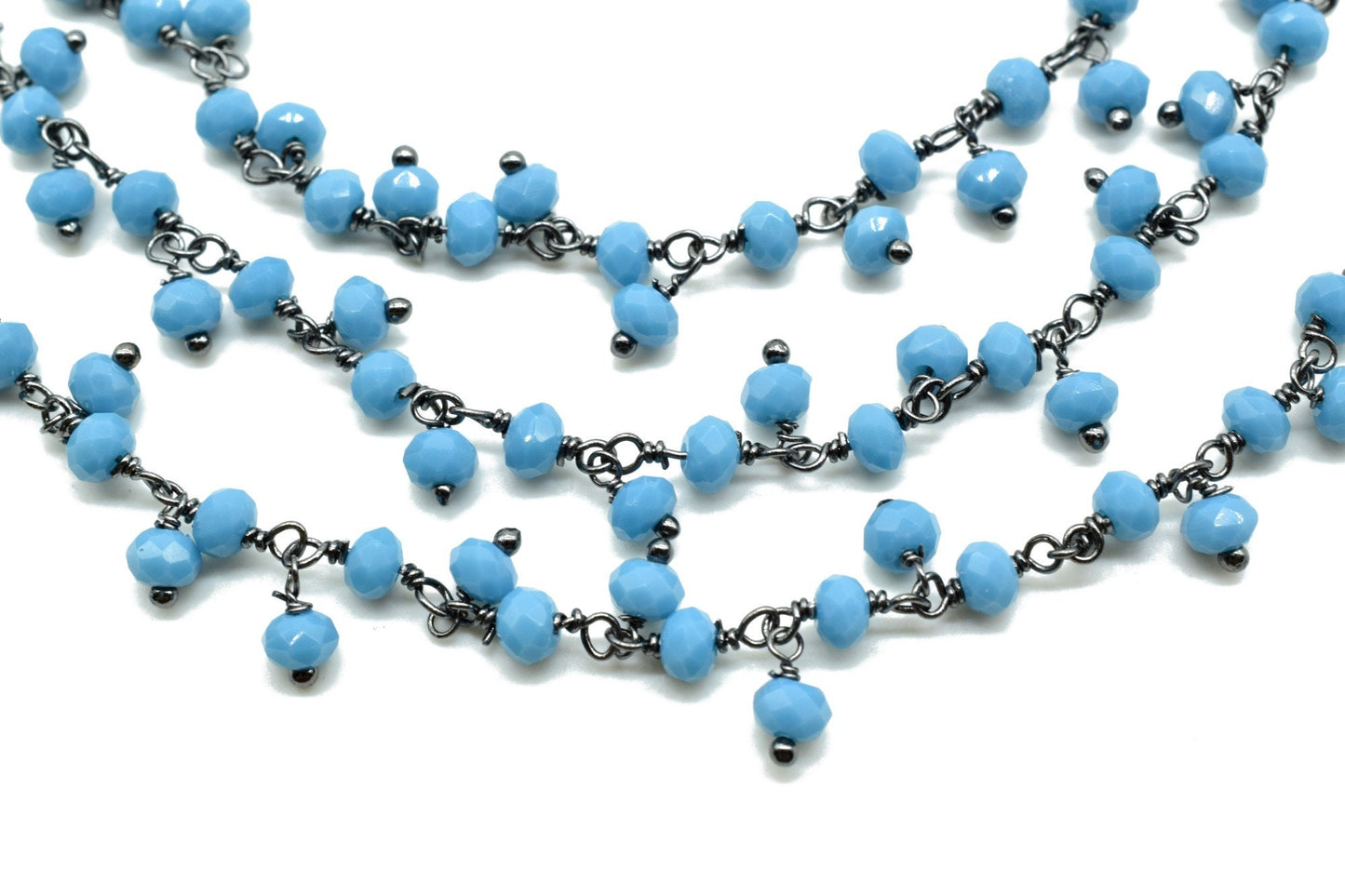 Turquoise Cluster wire wrapped rosary chain,Faceted Beaded Dangling Cluster Chain Sold Per Foot High Quality, bracelet, Boho Chic bracelet