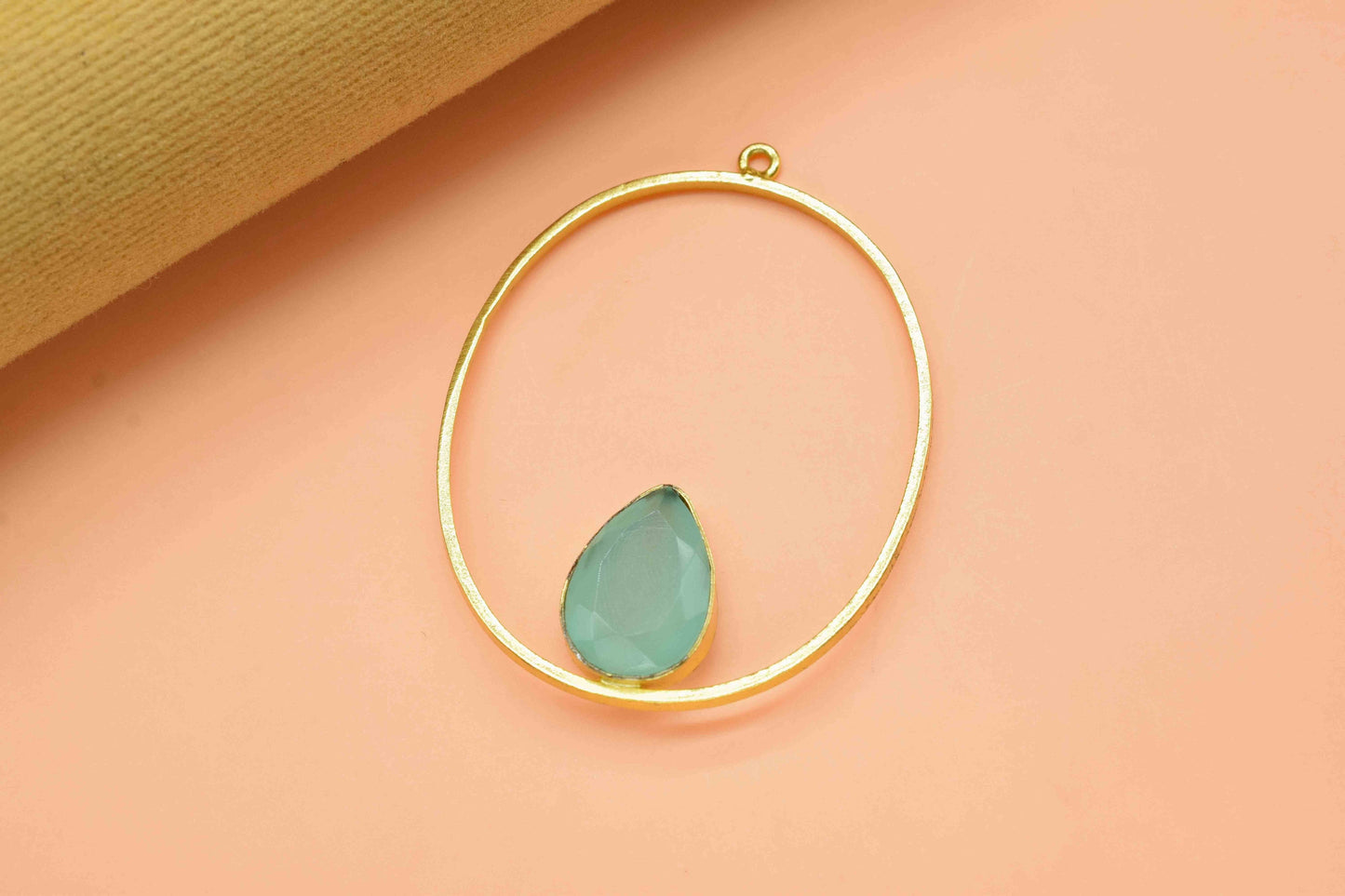 Aqua Chalcedony Gemstone Connector,Finding Oval Shape Pendant, Chalcedony 9x13mm Teardrop Earring, Finding Component Necklace,Aqua Jewellery