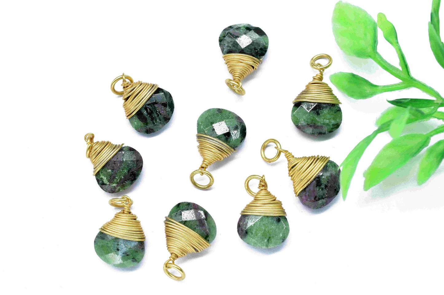 Natural Ruby Zoisite Heart Shape Faceted Connector,Wire Wrapped Gemstone Pendant,Single loop Connector,Wire Wrapped Necklace,Zoisite jewelry