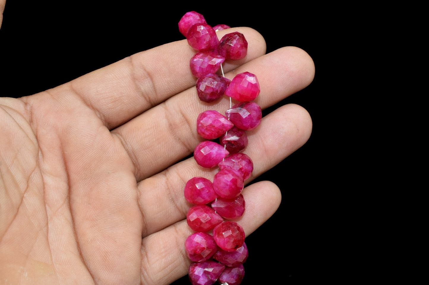 Ruby 10x14mm Drops Shape Briolettes,Ruby Side drilled Briolette,Ruby Jewelry making supplies,craft supplies,Ruby Briolette strand,Ruby beads