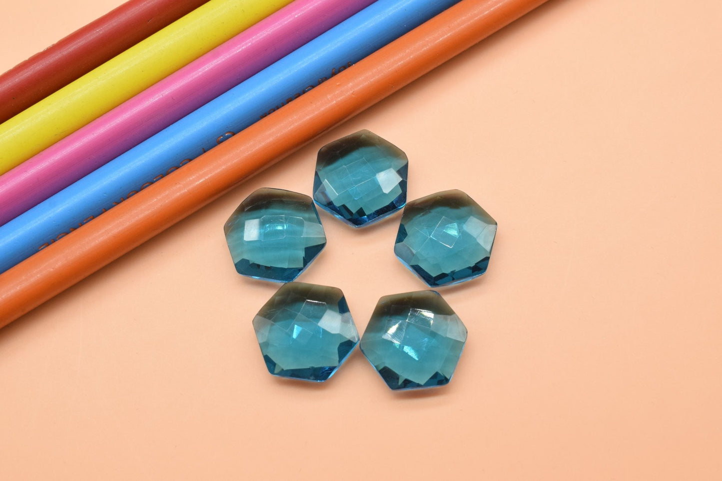 15mm Hexagon Shape Briolette Beads,London Blue Topaz Faceted Hexagon Beads,Fancy Shape Briolettes,Topaz Jewelry ,Topaz Gemstone Briolettes