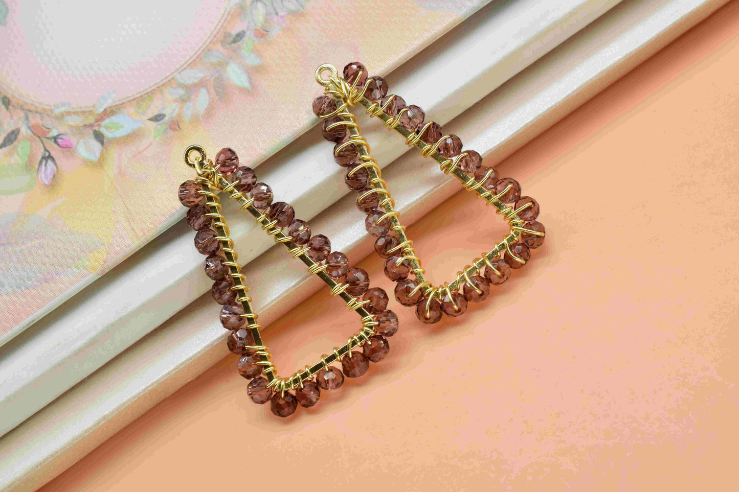 Amethyst Quartz Dangle Earring Component, Gemstone Wire Wrapped Component, Beaded Earring Connector,Finding Necklace Connector,Amethyst Gift