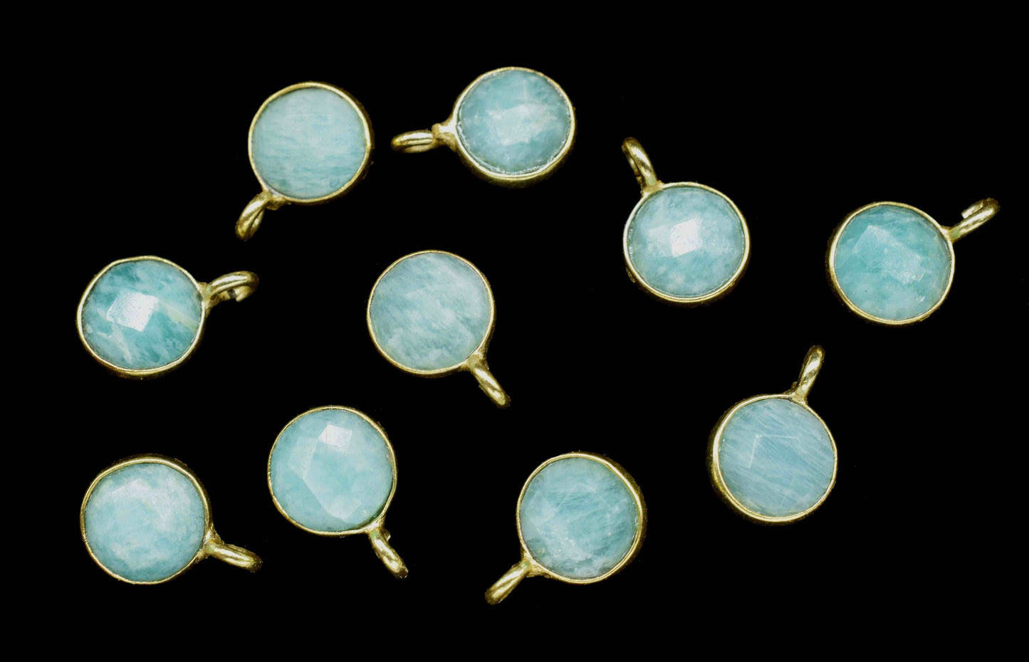 Amazonite 6mm Round Earring Connector,Gemstone Stud Earring,Bezel frame Connector,Gemstone Connector,Amazonite Stud,Earring Making Connector