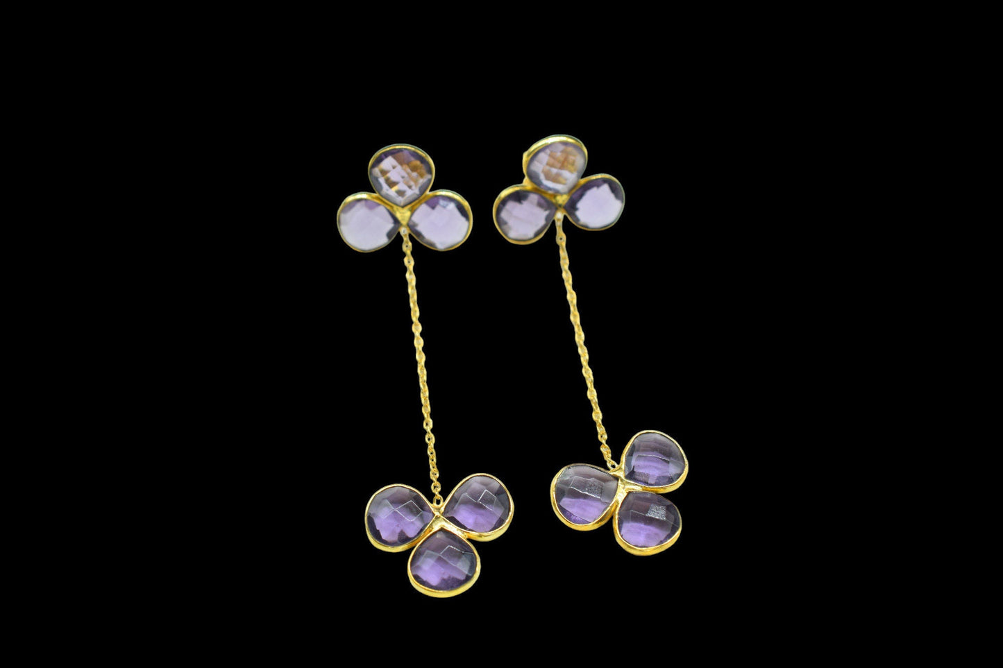 Amethyst Danglig Earring/Bridal Earring/Gemstone Earring/Handmade Earring/Gold Plated Earring/Statement Earrings For Bridal/Handmade Jewelry