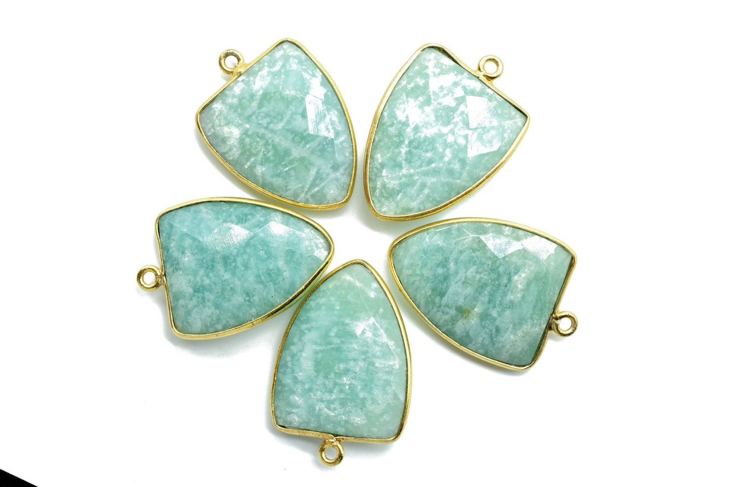 Amazonite 17x22mm Triangle shape pendant,Amazonite single loop connectors,Amazonite Faceted Bezel Link Connector,Amazonite fancy connectos