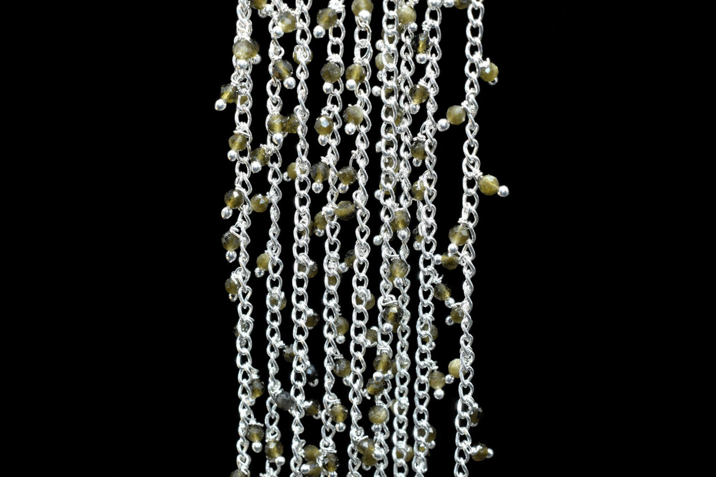 Cat's Eye Cluster Rosary Chain,2mm Faceted Beaded Rosary,Wire Wrapped link Stone Rosary Chain,Dangling Rosary Chain,Jewelry Making Rosary,