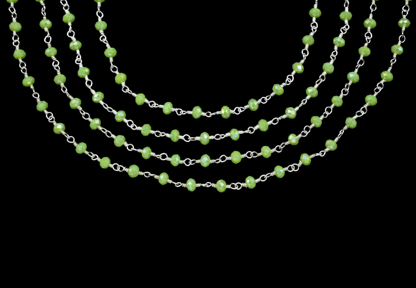 Chrysoprase Beaded Chain,Green Gemstone Rosary Chain,Wire Wrapped Rosary Chain,Green Quartz Stone links,Handmade Rosary Jewelry Making,Gift