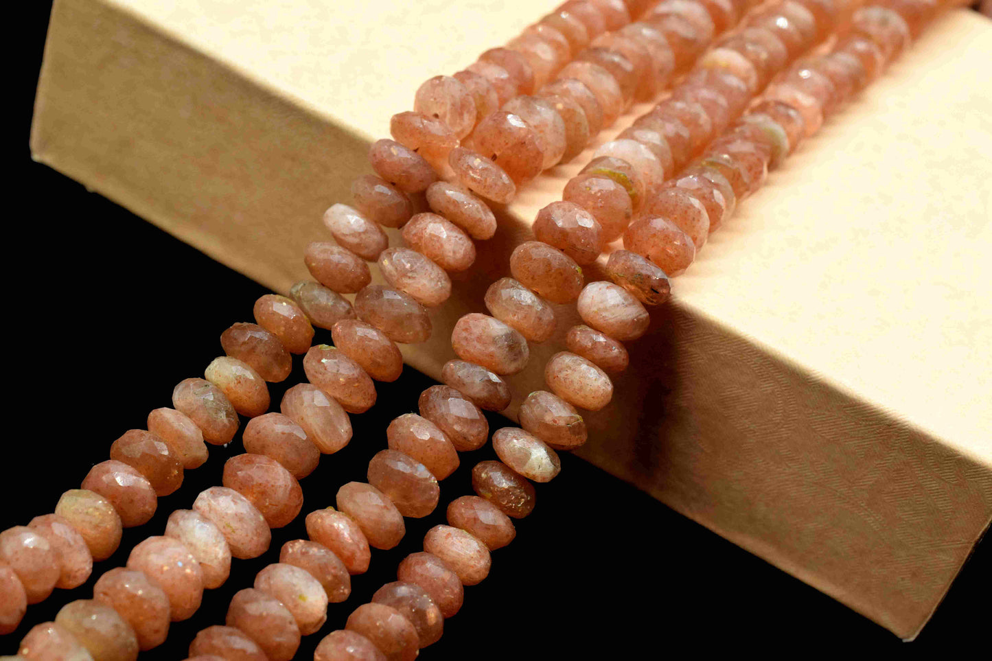 Sun Stone Faceted Rondelle Shape Beads, Sunstone 7.5x8.5mm Size Rondelle Faceted Gemstone Briolettes, Sunstone Beads Jewelry, Gemstone Beads