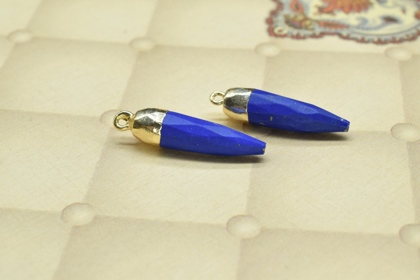 Lapis Lazuli Pencil Connector,spike Pendant necklace Jewelry Making Supply,Gemstone Single Bail Pendant,Handmade Faceted Spike Pointed Charm