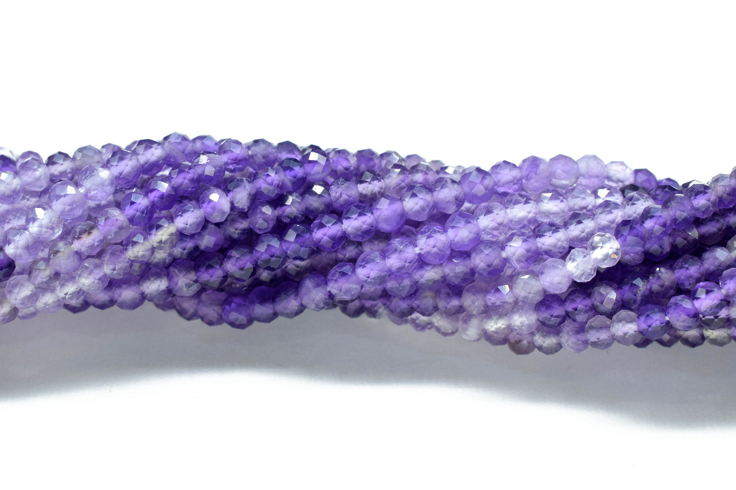 Amethyst Faceted Rondelle Beads,3mm Rondelle Beads,Shaded Amethyst Beads,13"Strand,Micro faceted beads,Gemstone Beads Jewelry Making supply,