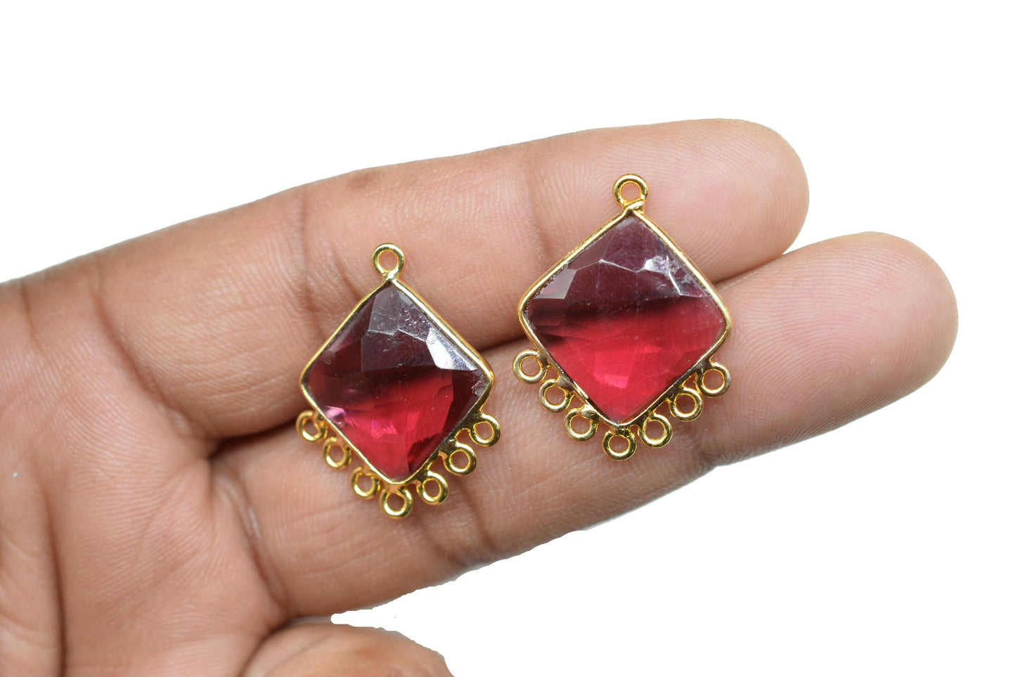 Pink Tourmaline 14mm Cushion Bezel Charm/Gemstone Single Bail/Component charm/Handmade Jewellery Connectors/Women Jewelry/Handmade Connector