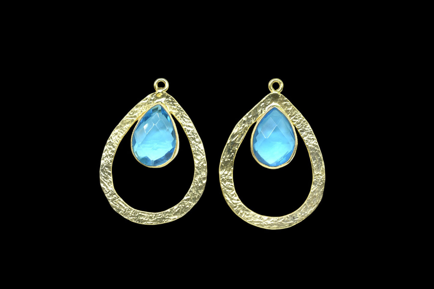 Blue Topaz Gemstone Pendant/Pear Shape Pendant/Bezel Pendant/Jewelry making Stone/Gold Plated Jewelry/Blue Topaz Connector Jewelry/Handmade