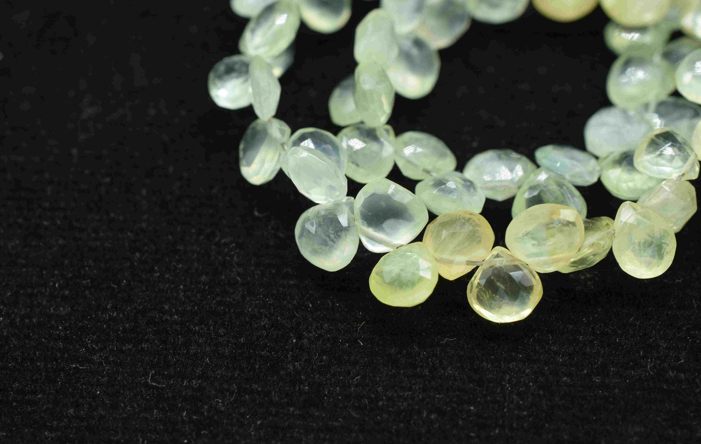 Natural Prehnite Strand Beads,Tiny Heart Shape Necklace,Gemstone Faceted Briolettes,Handmade Beads jewelry,Station Link,loose Beads Gift for