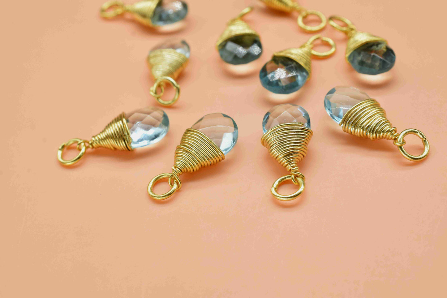 Sky Topaz Faceted Connector,Loop Connector,Pear Pendant Jewelry,Gemstone Wire Wrapped Pendant,Wire Wrapped Necklace,Sky Topaz Jewelry,Gift