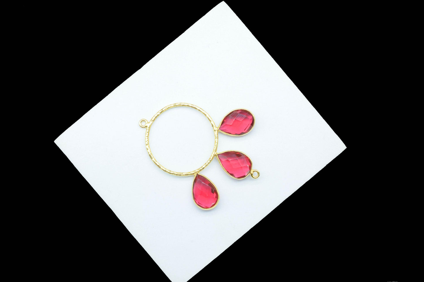 Pink Tourmaline Pendant/Gold Plated Jewellery/Connector Jewellery/Pink Gemstone Jewellery/Brass Connector Jewellery/Double Bail Pendant/Gift