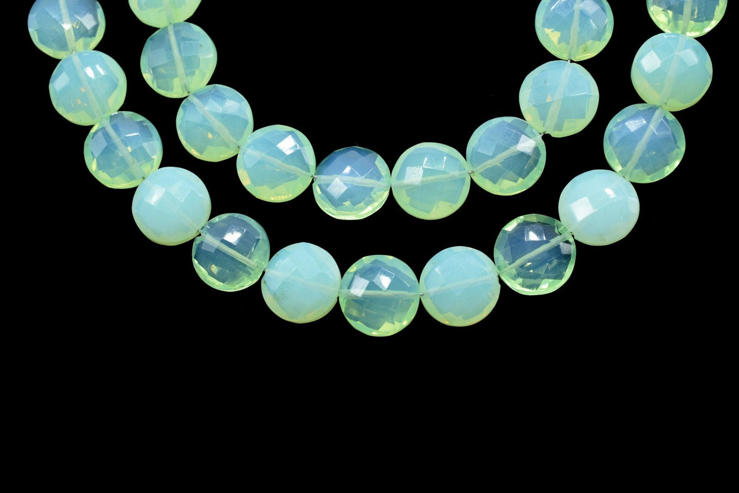 Chrysoprase faceted 10mm Coin Briolettes-Round Shape-Chrysoprase,Loose Gemstone-Chrysoprase,Round Coin Beads, Briolette Both Side Faceted
