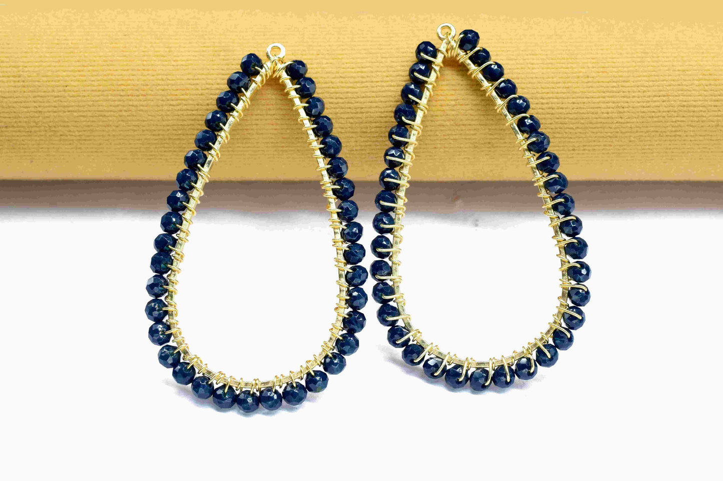 Blue Agate Beaded Earring Connectors, Gemstone Wire Wrapped Pendant Jewelry,Wired Beads Pendants,Handmade Earrings,Dangle Earring Components