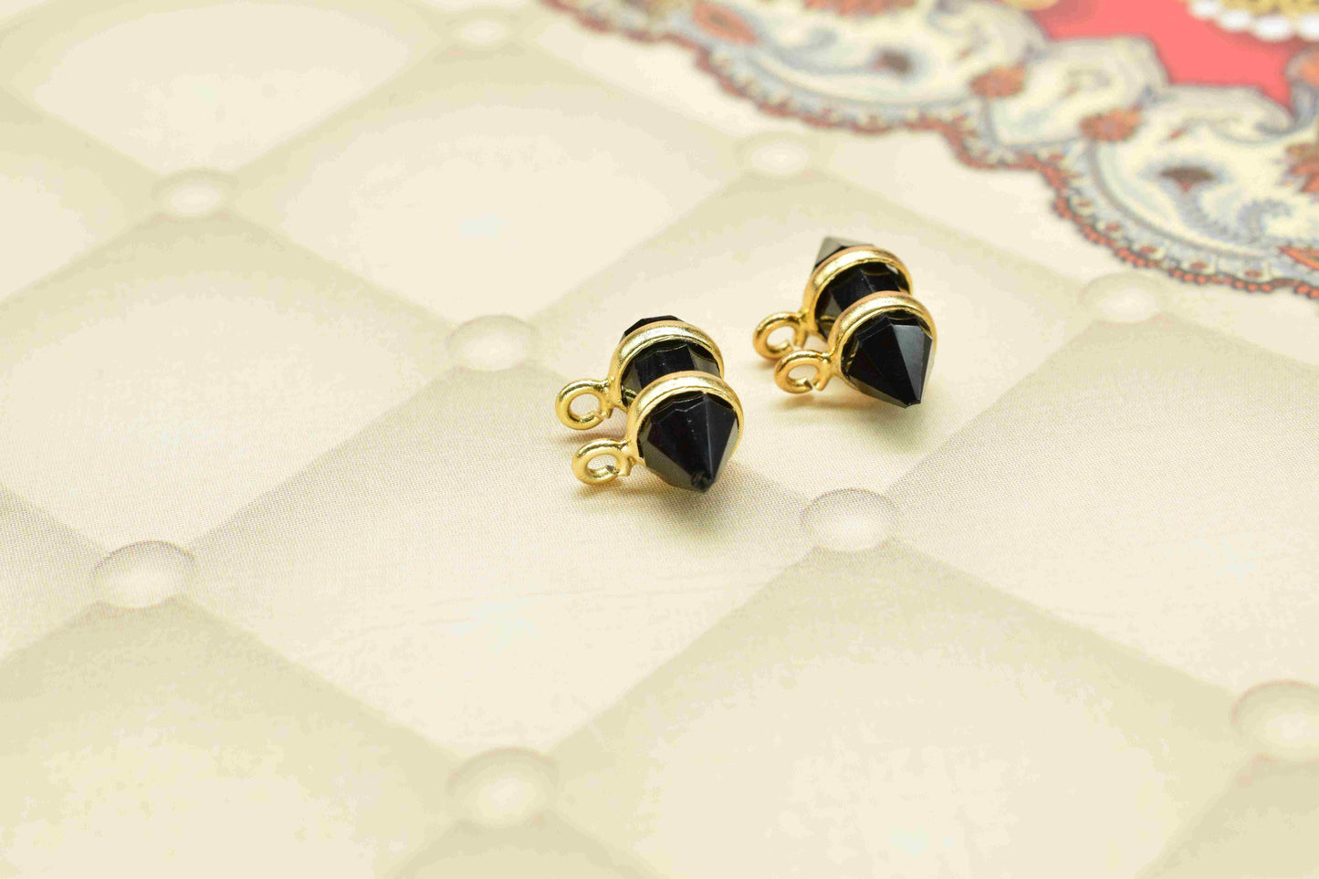 Natural Black Onyx Double Point Pendant Gold Necklace,Black Onyx 5x15mm Point Shape Pendant,Onyx Necklace, Gemstone Point, Onyx Pendant,Gift