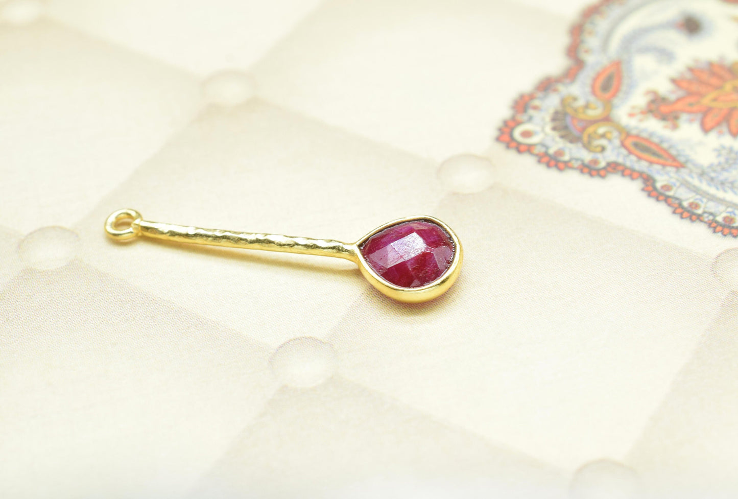 Natural Ruby Pendant/Gemstone Component/Faceted Ruby Single Bail Charm/Necklace Pendant/Heart Shape Charm/Wholesale Supply/Made for her