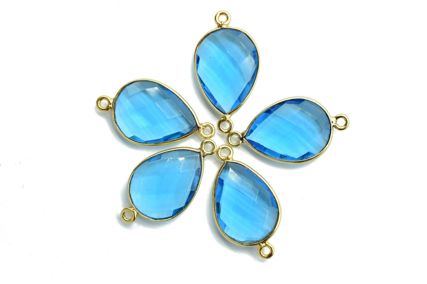 London Blue Topaz 13x18mm Pear double bail connectors,Blue Topaz Pendant,Topaz double loop connectors,Blue Topaz charms,Blue topaz bezels
