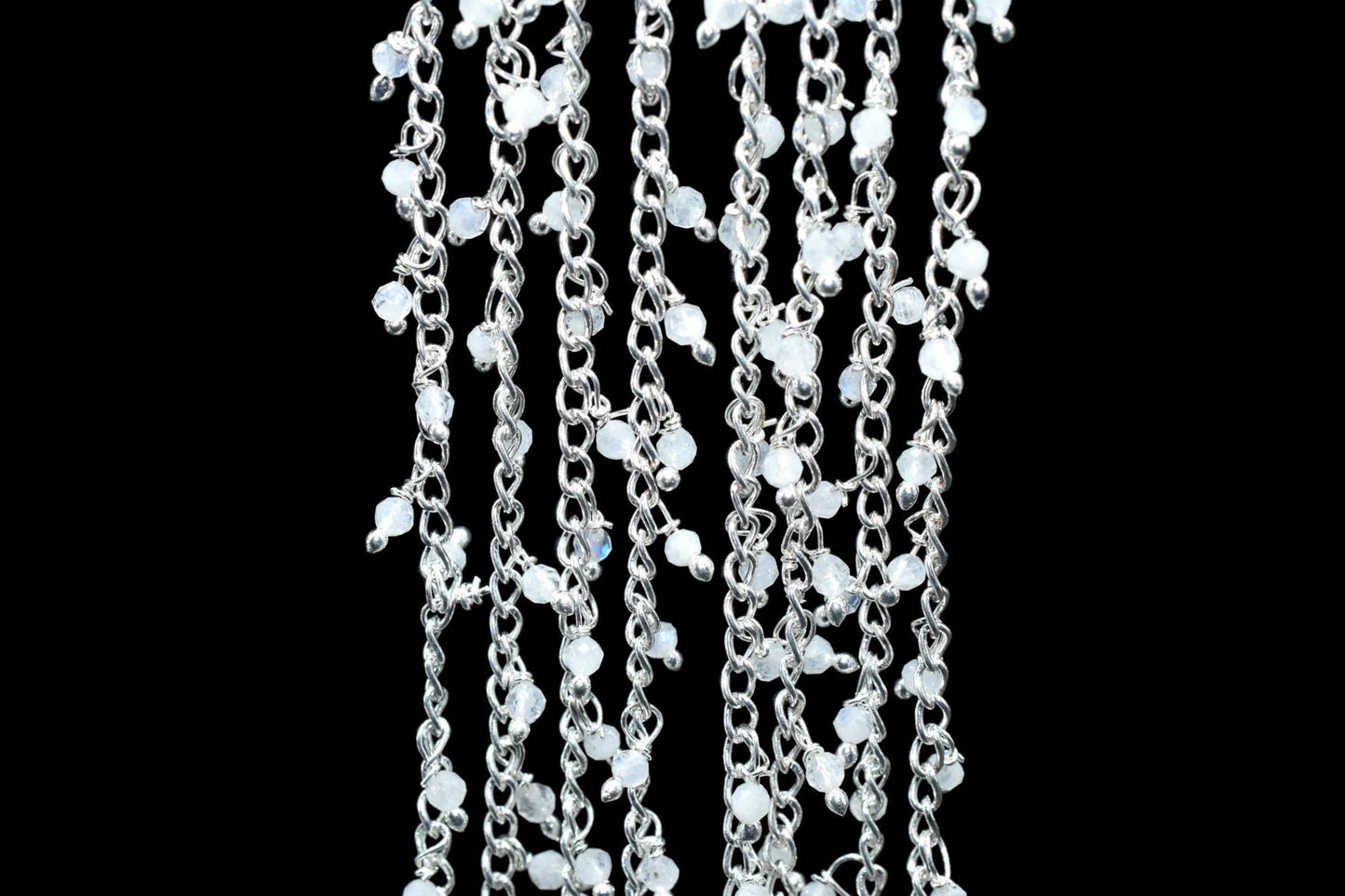 2mm Rainbow Moonstone Rosary Chain,Moonstone wire wrapped Jewelry,Gemstone Beads Rosary Chain,Moonstone Cluster Rosary,Jewelry Making Supply