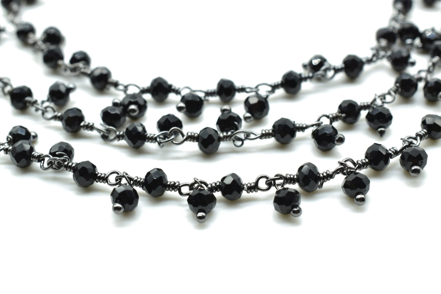 Black onyx Cluster Rosary Chain,Handmade Jewelry Making Wire Wrapped Beaded Chain By Foot For Necklace,Exceptional Spinel CLUSTER Rosary
