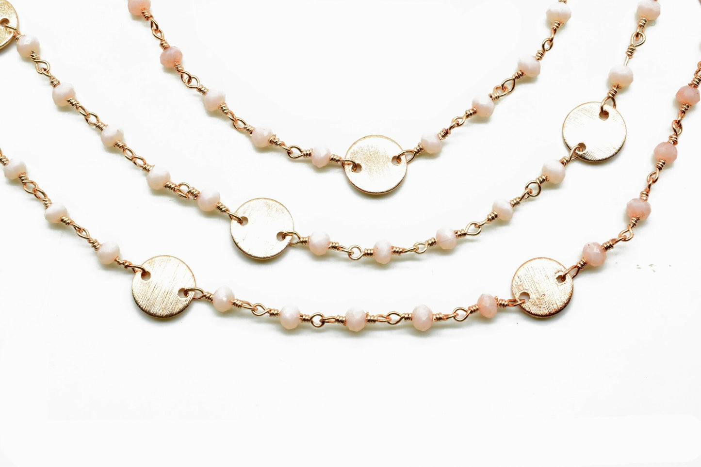 Aqua Chalcedony 3-3.5mm Rondelle Faceted circle Charm,24K Gold Plated Rosary Chain,Chalcedony Beaded Chain,Beaded Gold Plated Wire Wrapped