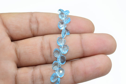 Sky topaz Heart shape 6mm Briolettes,Jewelry making supplies,craft supplies,Sky topaz faceted tiny briolettes beads strands,sky topaz beads