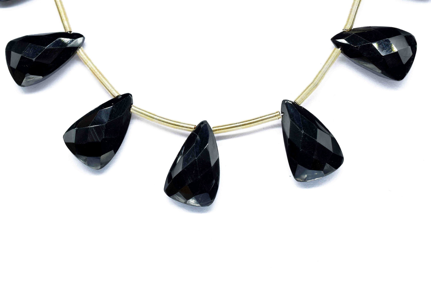 Black Onyx Triangle Shape Briolettes, Fancy Shape Briolette,Black Onyx Jewelry Supplies,Faceted Trillian Briolette,Black Onyx Gemstone Beads