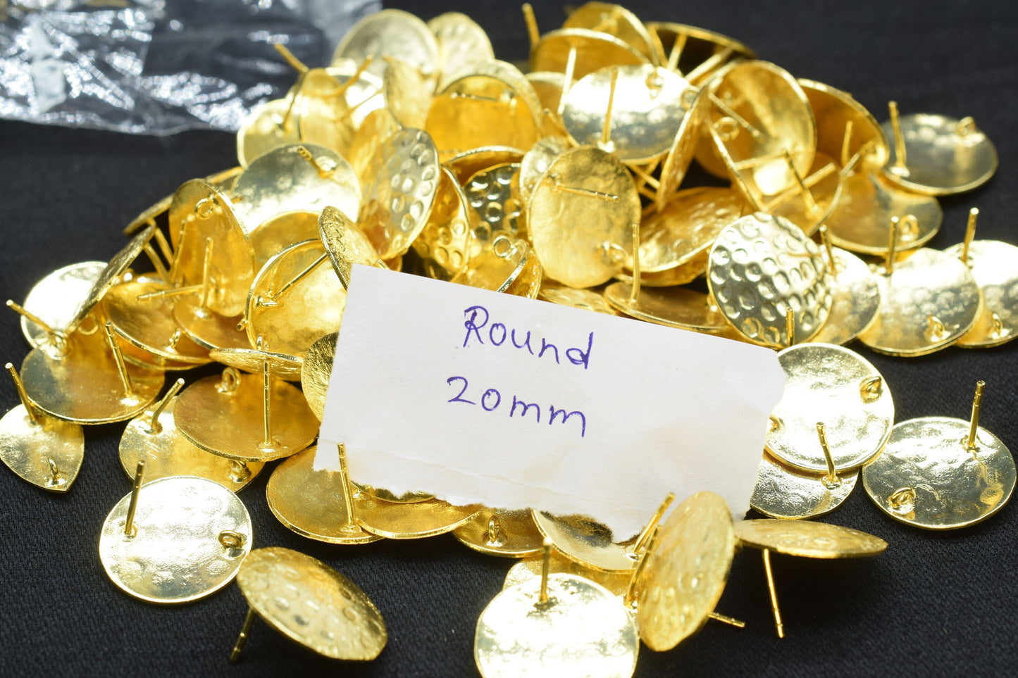 Brass Hammered earring post connector,20mm Round Brass Earring connector,Brass Jewellery,Studs connector,Brass Earring,Wedding Gifts,B'Gifts