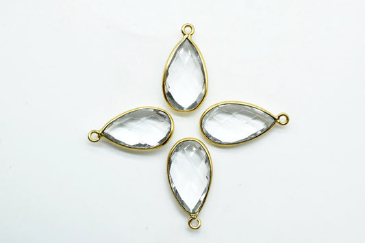 Crystal 10x18mm Pear shape charm,Crystal Pear pendant,Crystal Gold Plated bezel,jewelry making charms craft,Birthstone charms,Crystal jewels