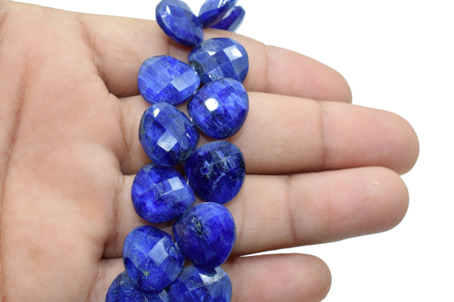 Blue Sapphire AAA Quality Faceted 14mm Heart Shape Briolettes,Blue Sapphire briolettes for making jewelry,Blue Sapphire Heart Shape beads,