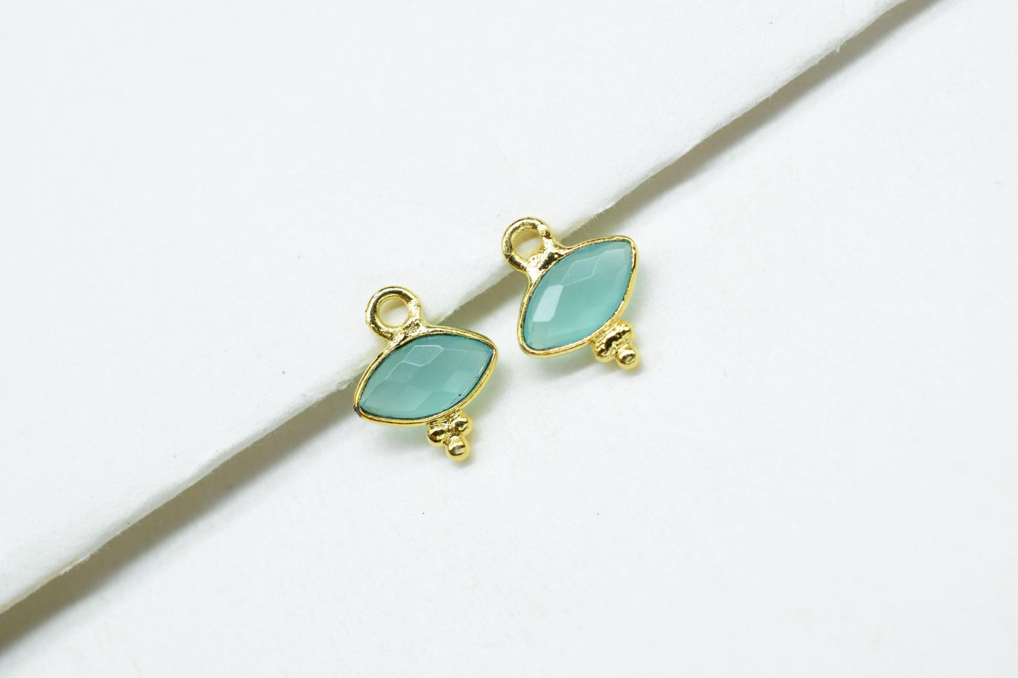 Aqua Chalcedony Charms Pendant/Marquise Shape Pendant/Handmade Pendant/Tiny Pendant/Necklace Connector jewelry/Women Jewelry/Gift
